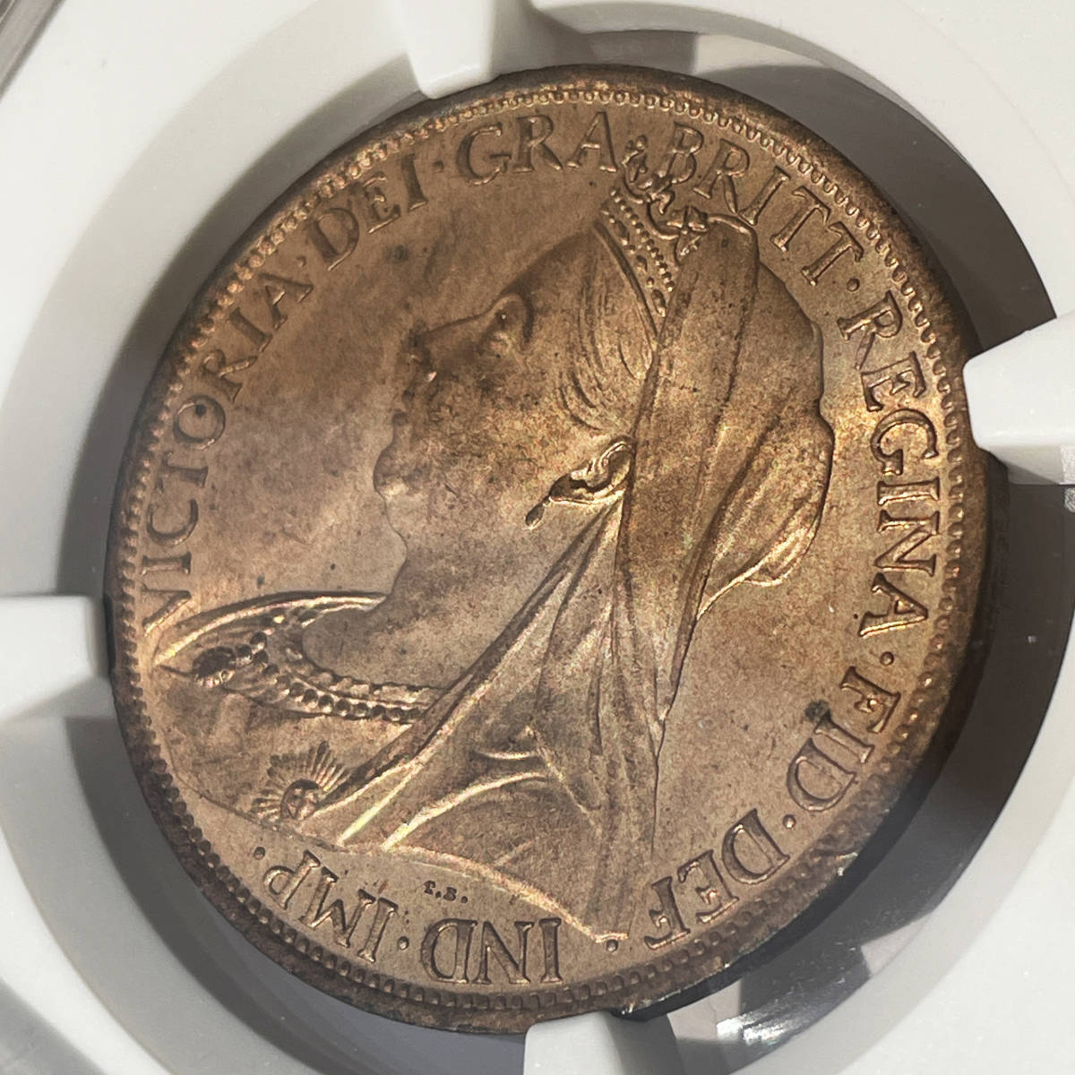 【1円スタート】 1901 MS65RB ヴィクトリア イギリス ヴェールヘッド ペニー銅貨 ブロンズ NGC オールドヘッド ベールヘッド ビクトリア_画像3