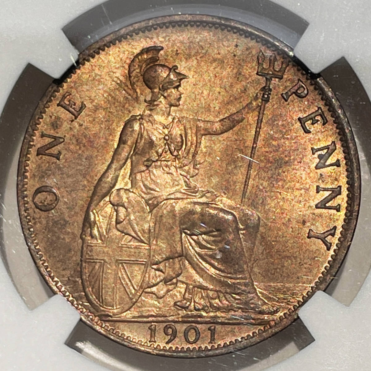 【1円スタート】 1901 MS65RB ヴィクトリア イギリス ヴェールヘッド ペニー銅貨 ブロンズ NGC オールドヘッド ベールヘッド ビクトリア_画像2