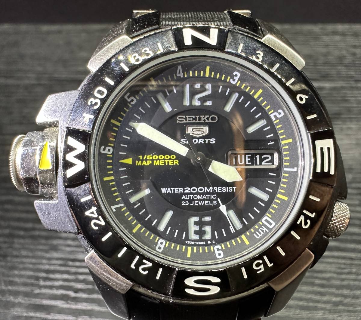 腕時計 SEIKO 5 SPORTS 7S36-02K0 AUTOMATIC 23J 200M ST.STEELI+PLASTICS セイコー 5スポーツ 自動巻 203.26g メンズ 稼働品 10D286WA_画像1