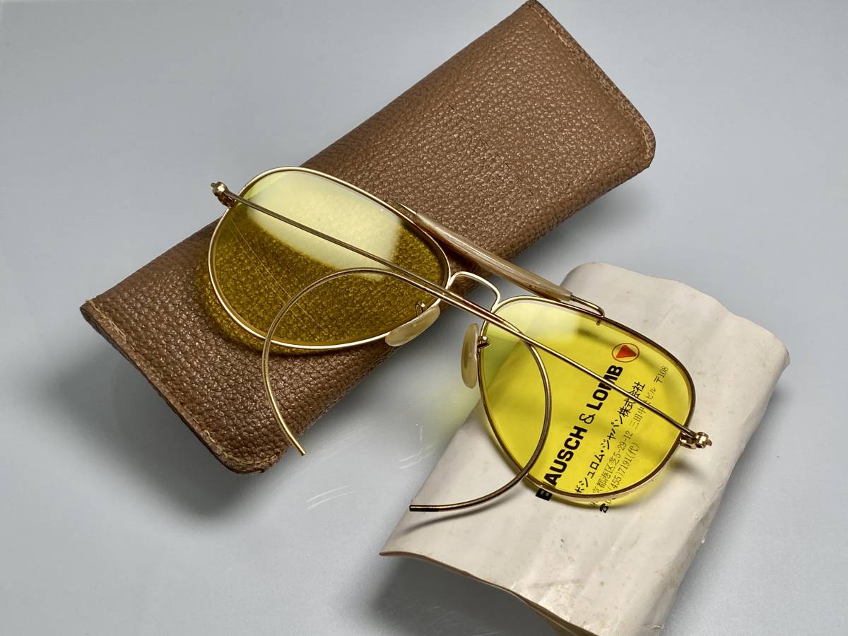 ケース冊子付★70s★B&L RAY-BANボシュロムレイバン アウトドアーズマン Goldゴールド/KALカリクローム イエロー VINTAGE USA製サングラス_画像10