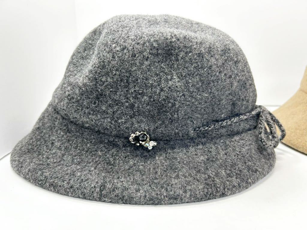 ケンゾー　KENZO　帽子　バケットハット　婦人帽　毛１００％　日本製　S56㎝　M57㎝　グレー　ベージュ　2個セット_画像2
