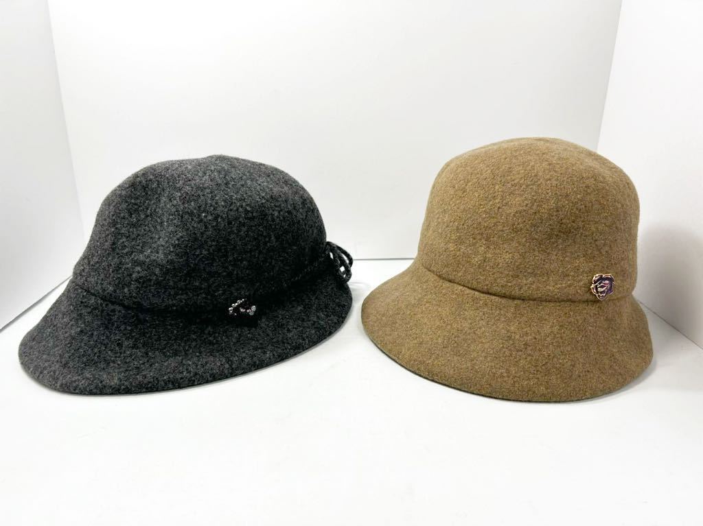 ケンゾー　KENZO　帽子　バケットハット　婦人帽　毛１００％　日本製　S56㎝　M57㎝　グレー　ベージュ　2個セット_画像1