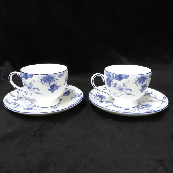 未使用保管品 WEDGWOOD/ウェッジウッド BLUE PLUM ブループラム カップ&ソーサー 2客セット　TORAY70th_画像2