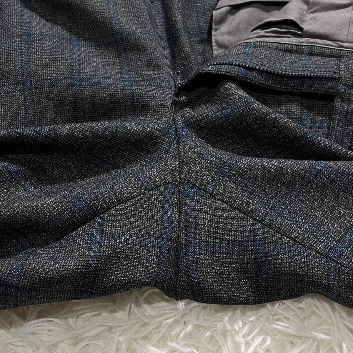 極美品! UNITED ARROWS『魅惑のチェック柄』ユナイテッドアローズ スーツ セットアップ テーラードジャケット パンツ グレー メンズ 46 M_画像8