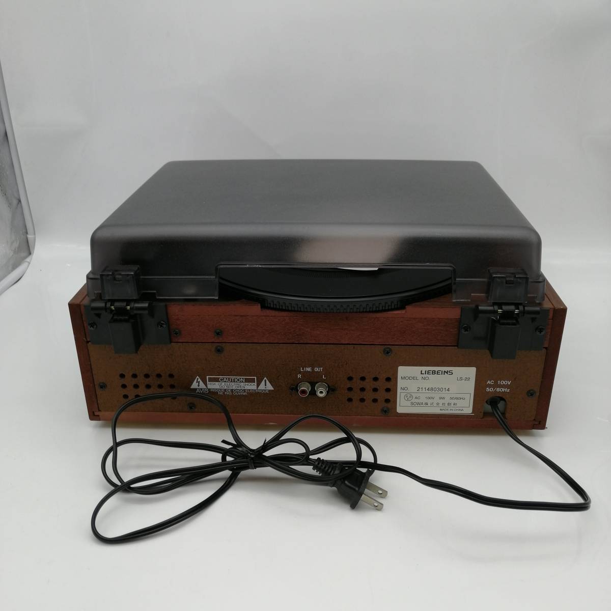 y2303 LIEBEINS LS-22 ターンテーブル レコードプレイヤー 通電確認済み 回転OK オーディオ機器 卓上 中古品 現状品 本体 音楽 レトロ_画像3