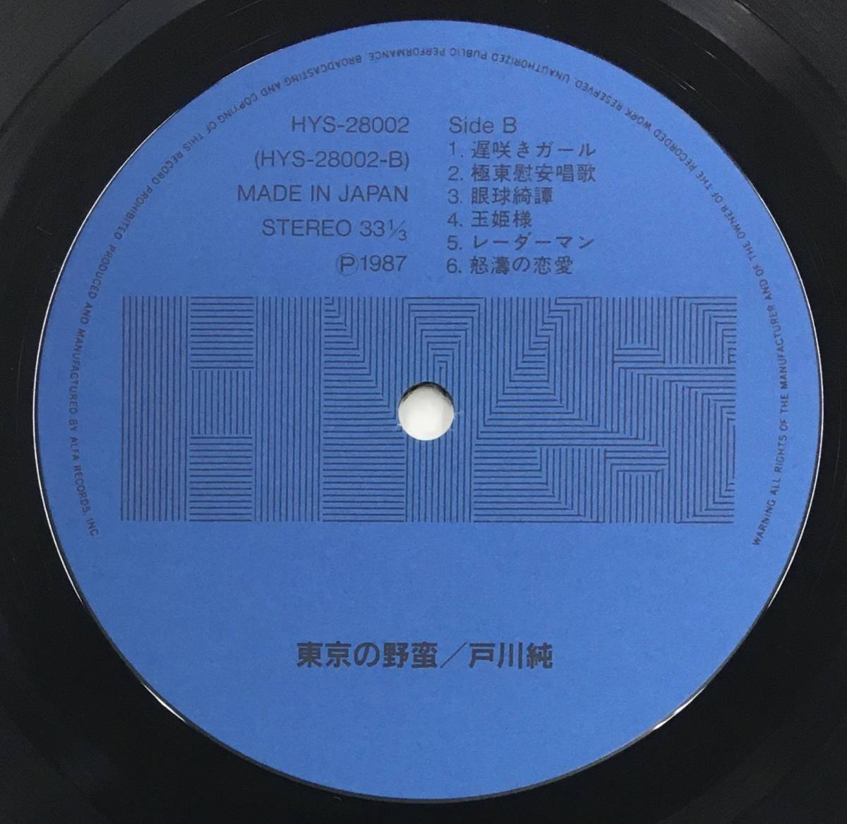 LP 戸川純 - 東京の野蛮 HYS-28002 帯付 YAPOOS ヤプーズ JUN TOGAWA Tokyo Barbarism_画像7