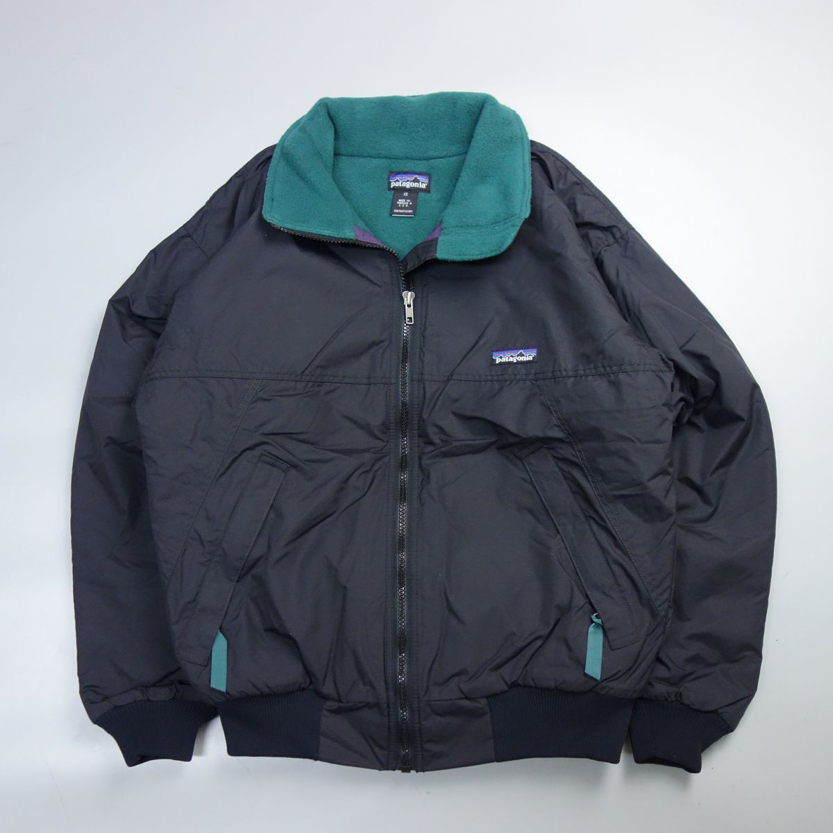 極美品 90s PATAGONIA パタゴニア USA製 95年 シェルドシンチラ 裏地フリースジャケット ブルゾン XS ブラック メンズ 28134_画像1