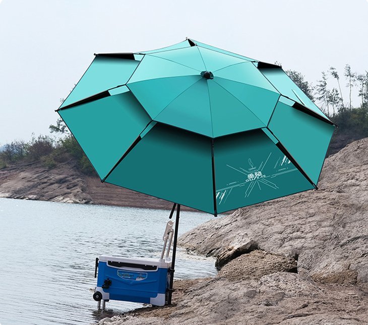 日焼け熱中症対策に！釣り傘 日傘 パラソル フィッシングパラソル キャンプ 川釣り 360度回転 晴雨兼用 UV保護 日焼け防止 2.2m