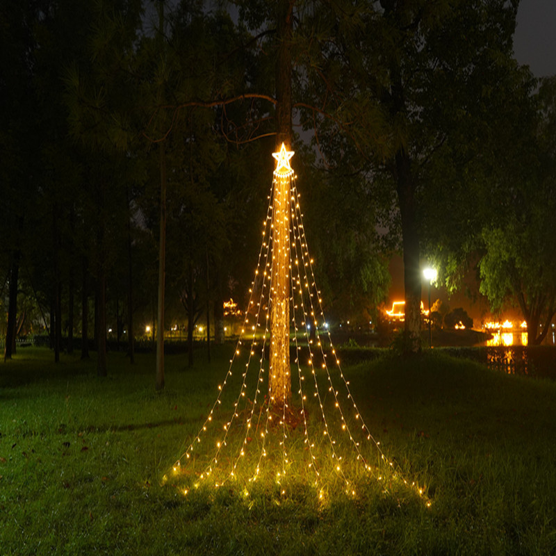クリスマス 暖白 LEDイルミ 星型 ナイアガラ LEDイルミネーション 飾り付け 8種点灯モード カーテンライト 屋内屋外兼用 つらら 照明装飾_画像1
