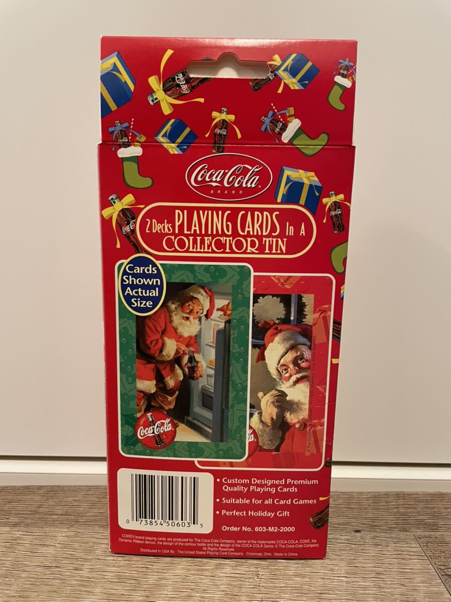 未使用 コカ・コーラ 箱付き プレイングカード サンタクロース缶 トランプ 2個入り サンタクロース クリスマス カードゲーム 缶 コレクターの画像2