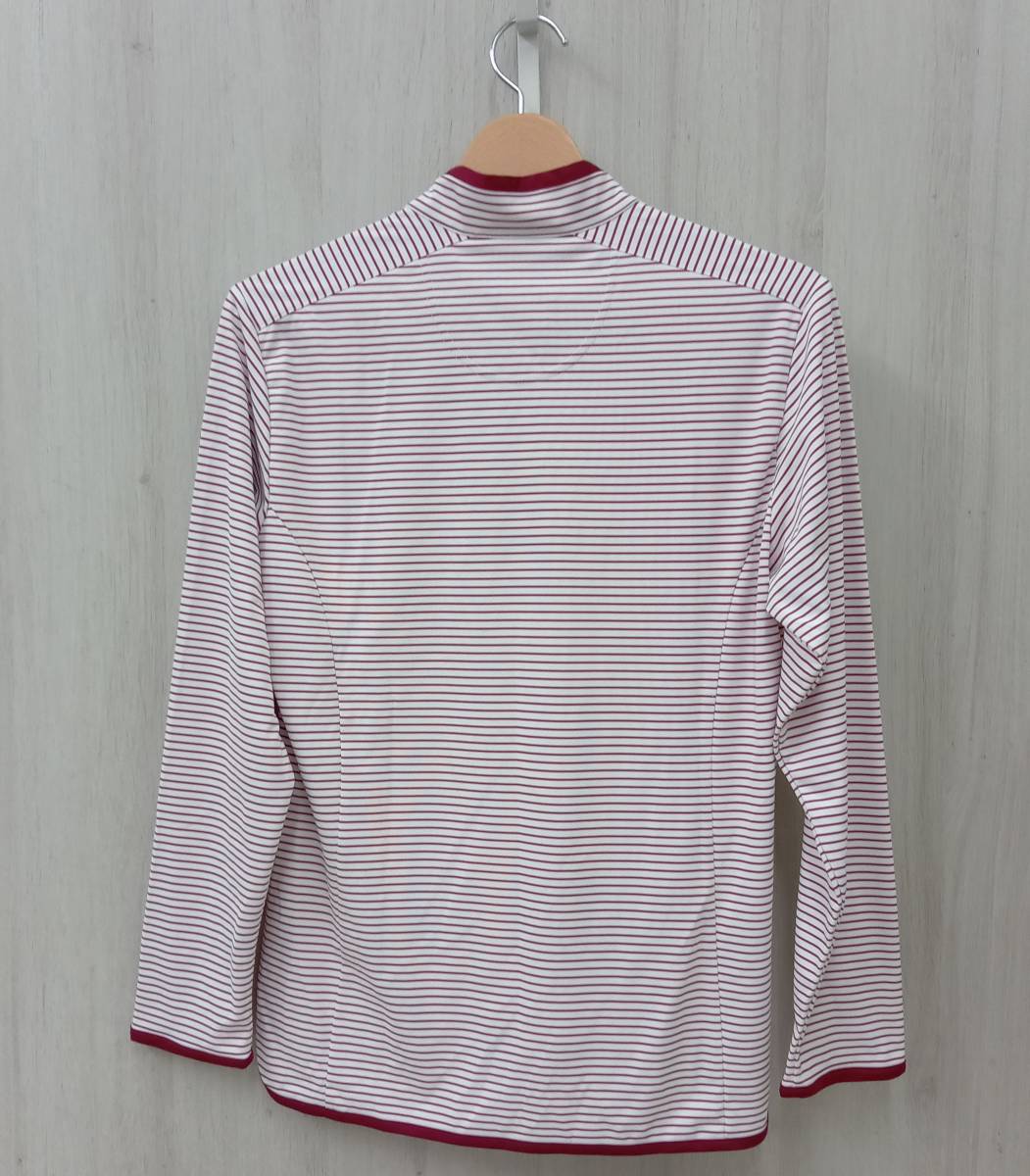 BURBERRY GOLF long sleeve L size border red × white lady's 