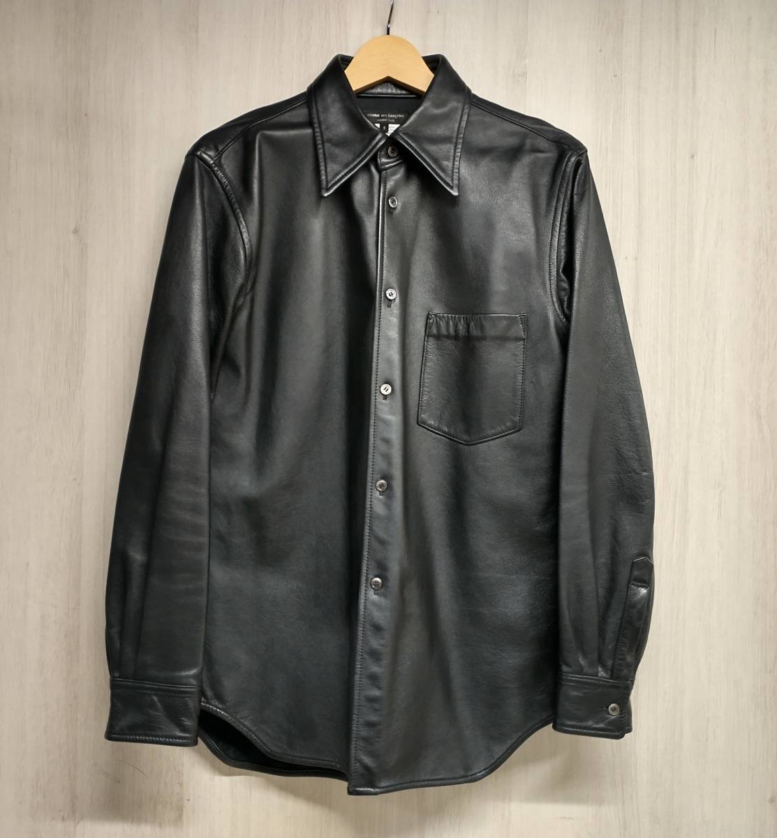 COMME des GARCONS HOMME PLUS コムデギャルソン オムプリュス レザー シャツ ジャケット 本革 牛革 ブラック Sサイズ PN-B050 AD2014_画像1