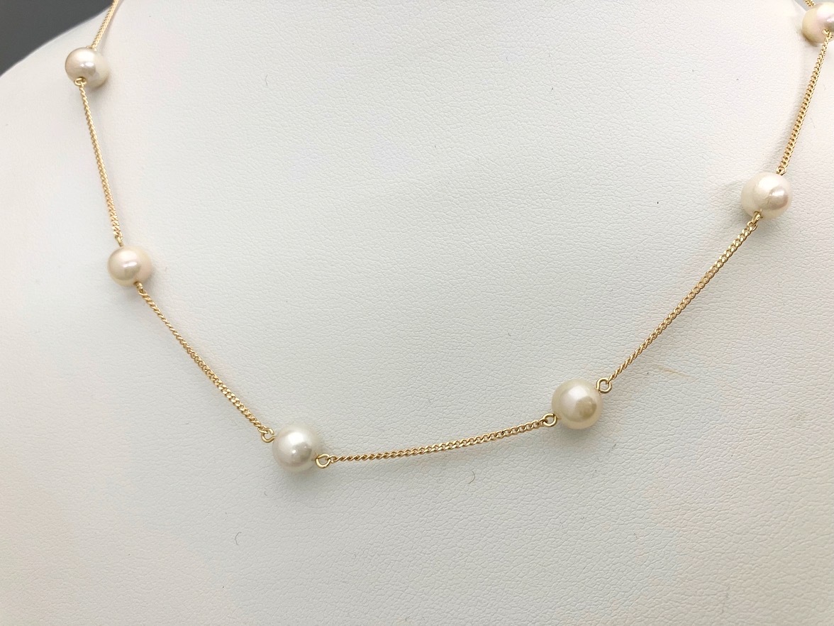 (税込) K18/48.5cm/7g/10Pパールネックレス/造幣局刻印有り 店舗受取可 その他