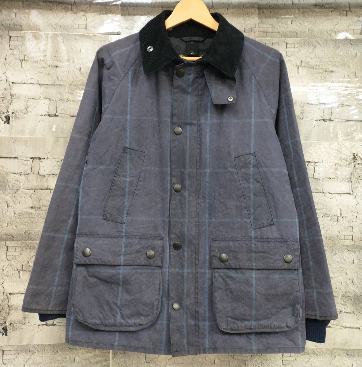 BARBOUR バブアー バーブァー BEDALE SL WINDOW PANE CHECK ビデイル オイルドジャケット シミ多数 サイズ36 チェック柄 店舗受取可_画像1