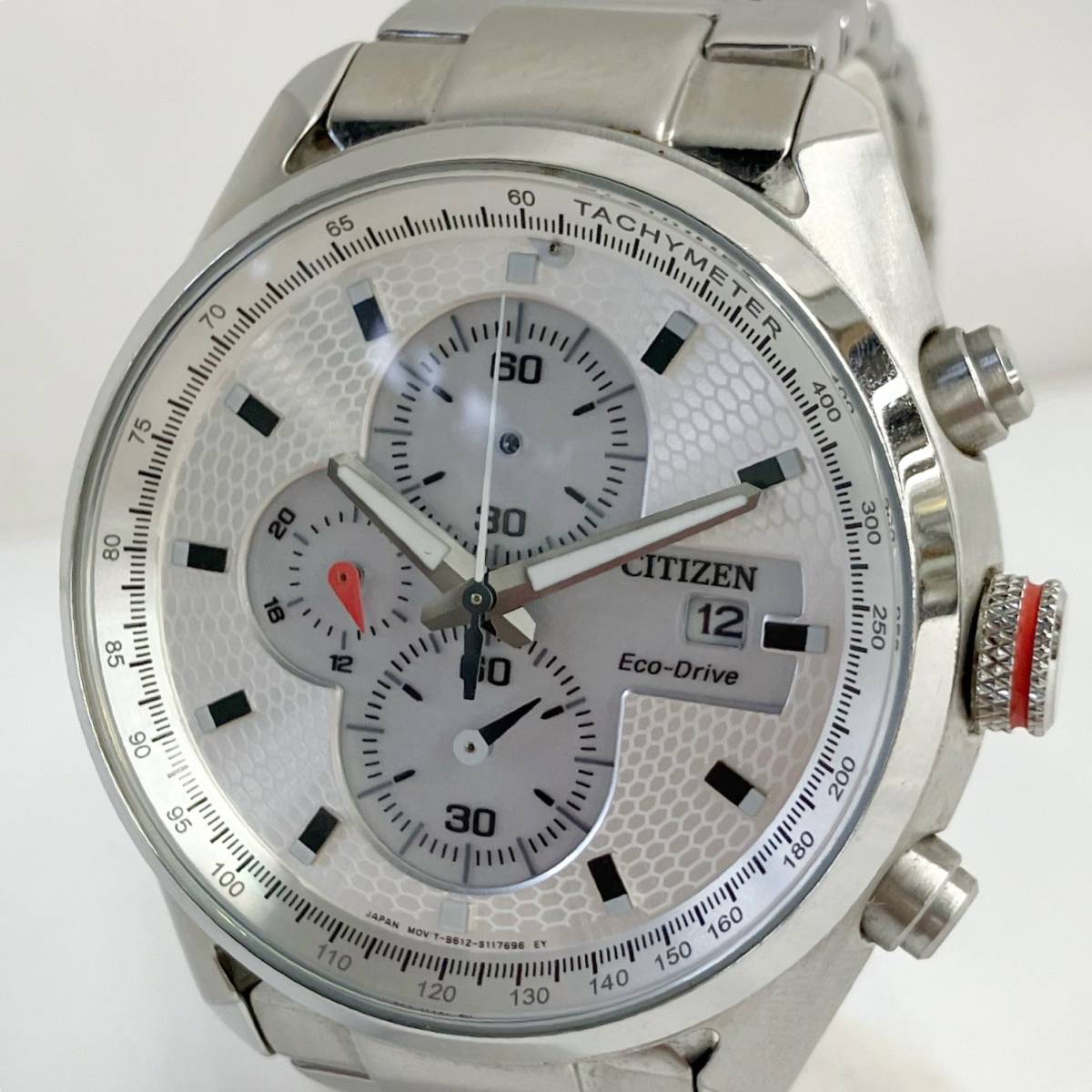 【ジャンク】 【1円スタート！】CITIZEN B612-S080941 Eco Drive ソーラー　クロノグラフ　シルバー　メンズ　腕時計【針取れ有】_画像1