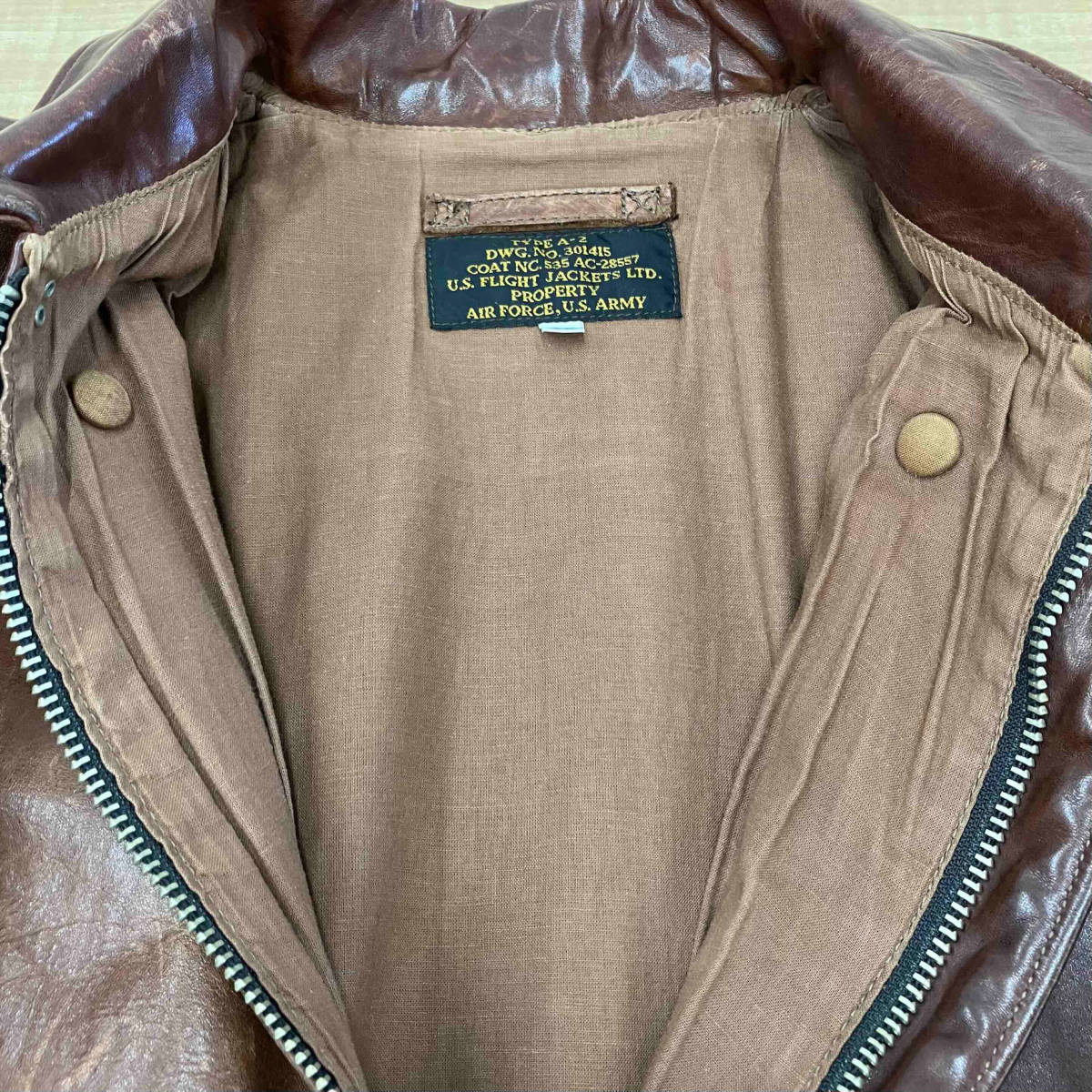 U.S.FLIGHT JACKETS LTD TYPE-A2 FLIGHT JACKET HORSEHIDE A2 フライトジャケット ホースハイド レザー AC-28557 サイズ42_画像3