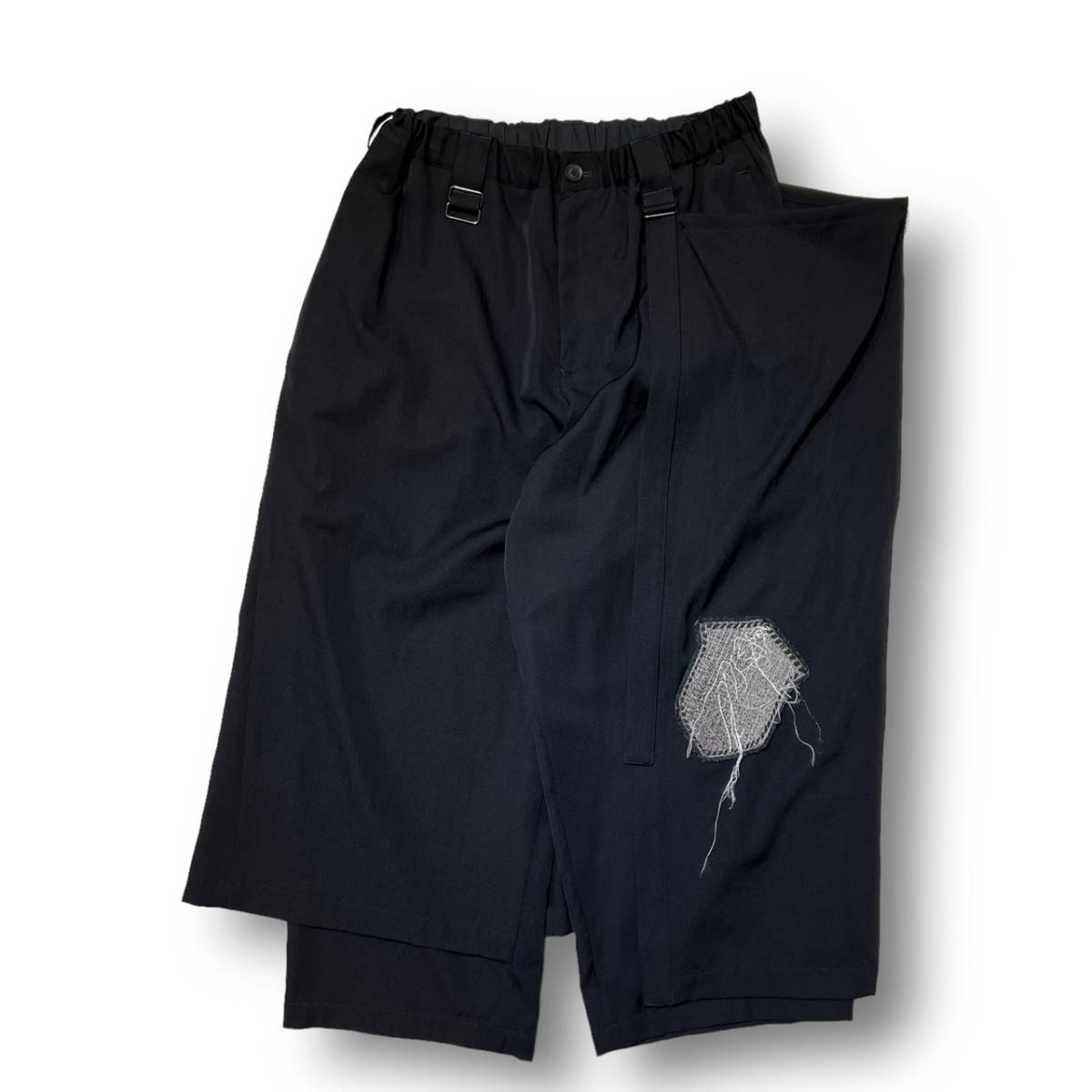 20AW Yohji Yamamoto POUR HOMME 二重ラップPANTS ワッペン ウールギャバ サイズ2 HR-P39-100 ヨウジヤマモトプールオム 店舗受取可