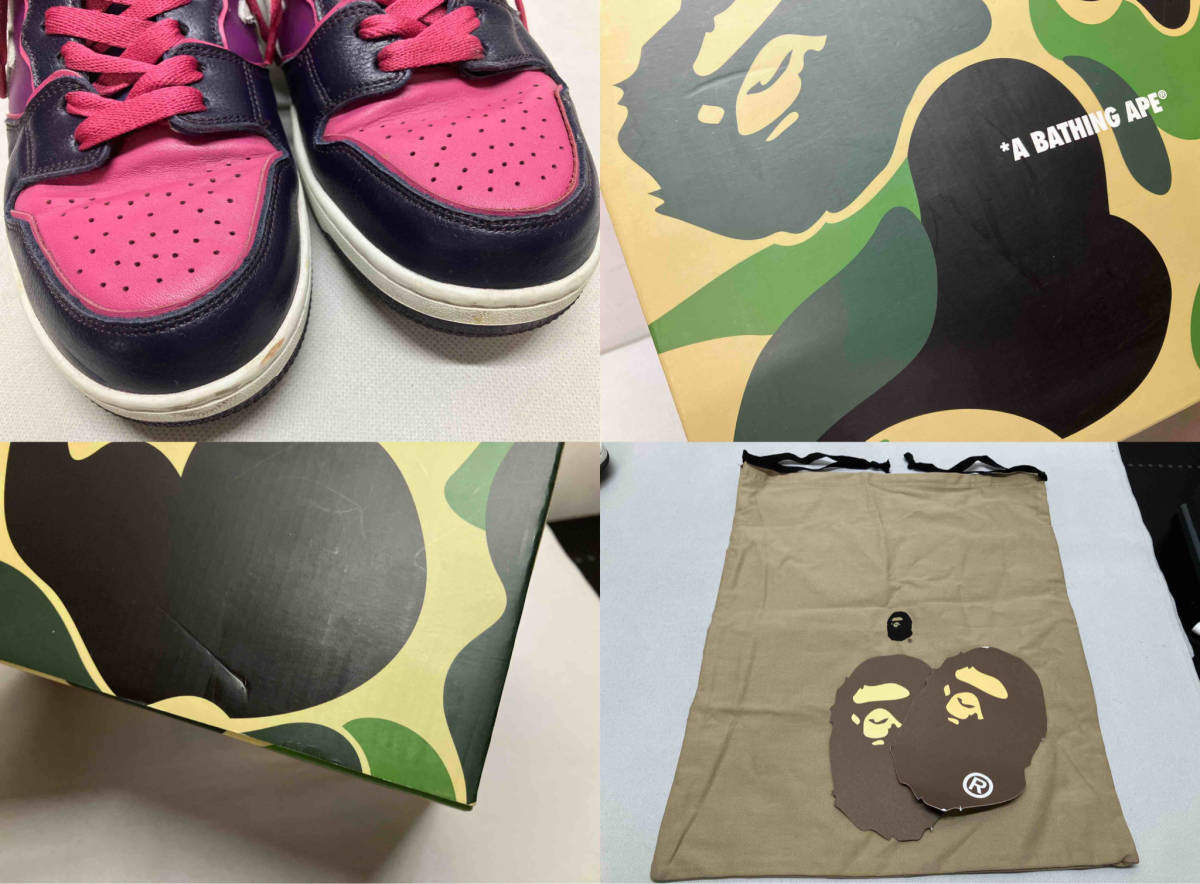 A BATHING APE アベイシングエイプ BAPE STA ローカット スニーカー レザー メンズ 28.0cm パープル系 箱 保存袋あり_画像9