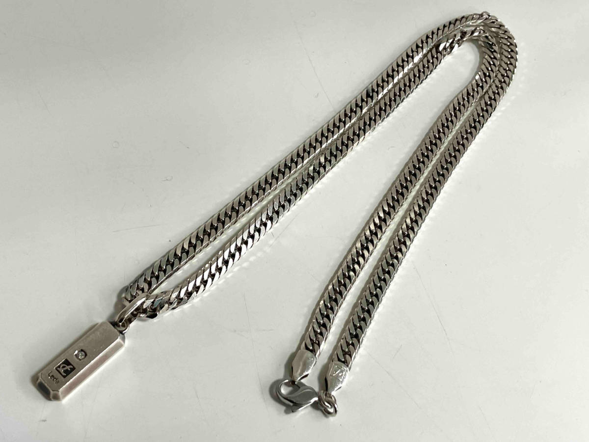 Leda silma レダシルマ W8 085 喜平ネックレス シルバーカラー ネックレス 約55cm 約34.8g ペンダント ダイヤ付き_画像2