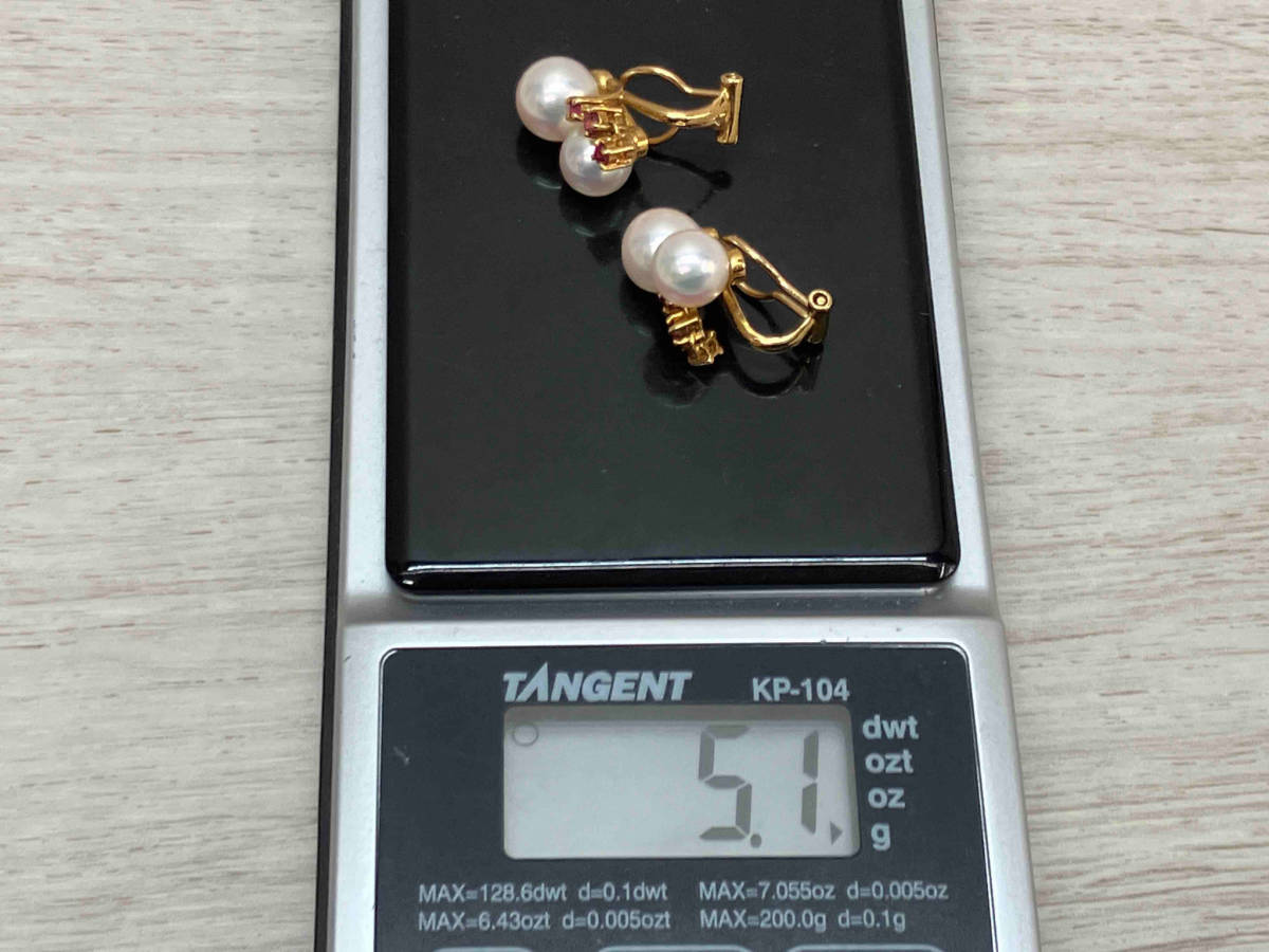 【鑑別書付き】K18 真珠 デザイン イヤリング 総重量 5.1g_画像8