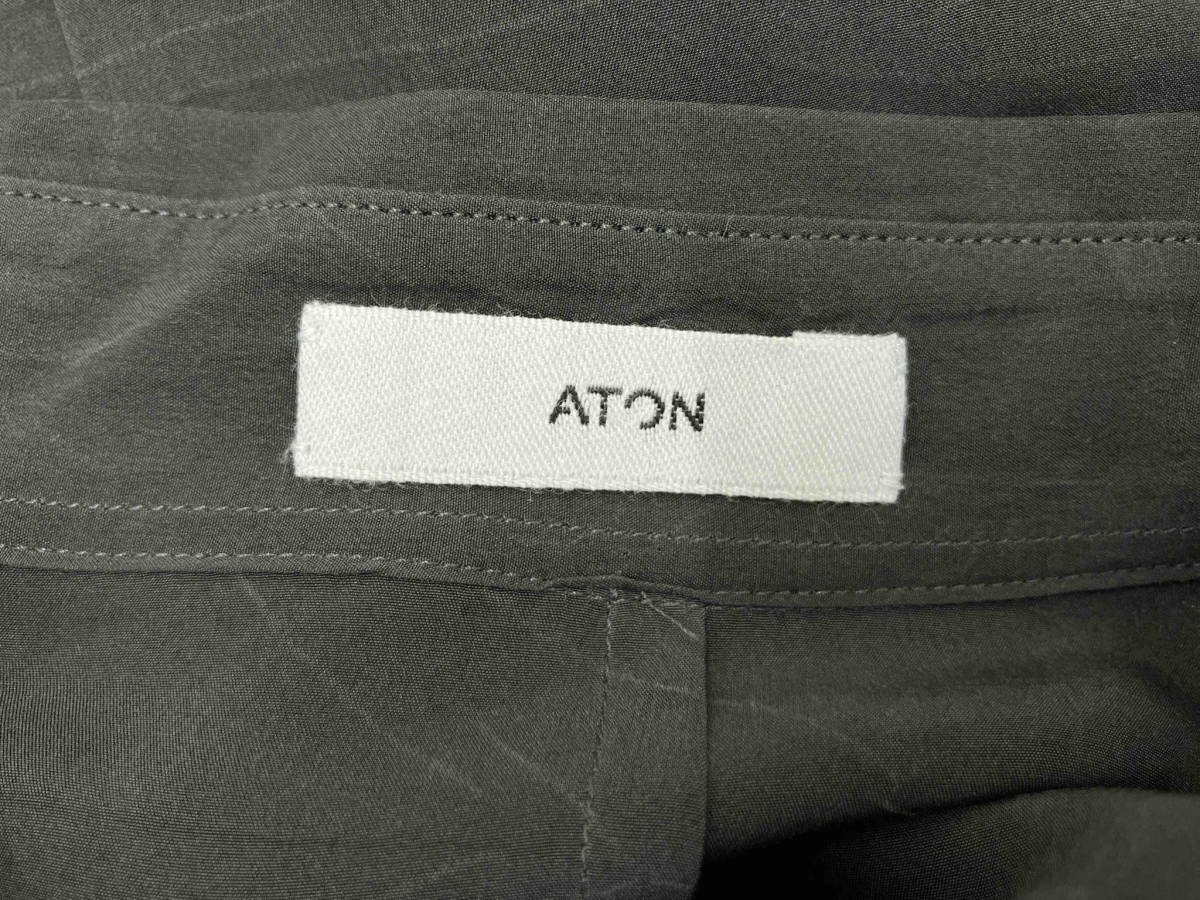 【タグ付】ATON エイトン Kyoto Tsurizome Silk unisex 吊り染 シルク オーバーサイズ 長袖シャツ 日本製 06 チャコールグレー スミクロ_画像6