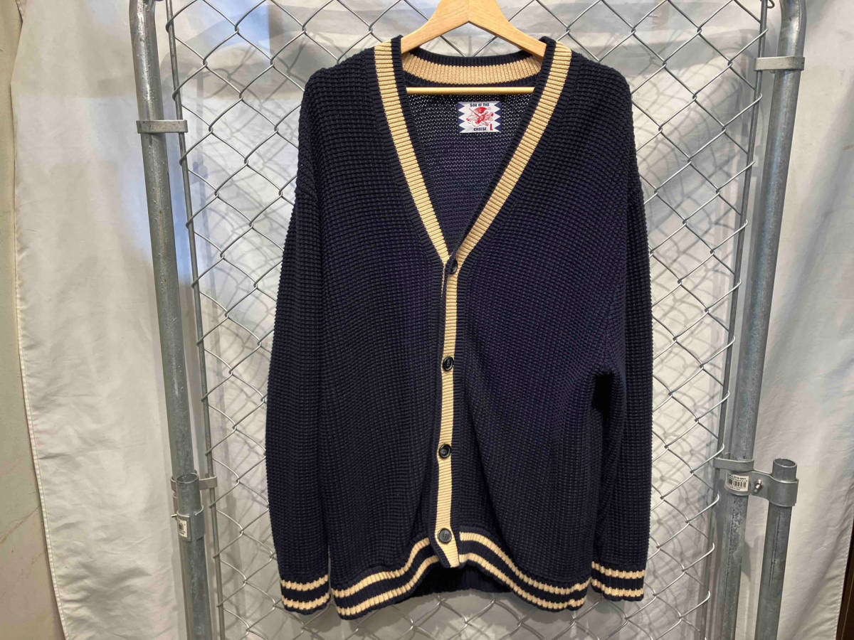 SON OF THE CHEESE サノバチーズ 22ss Line Cardigan ニットカーディガン ネイビー Lサイズ SC2211-KN08