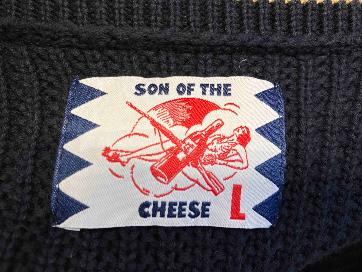 SON OF THE CHEESE サノバチーズ 22ss Line Cardigan ニットカーディガン ネイビー Lサイズ SC2211-KN08_画像3