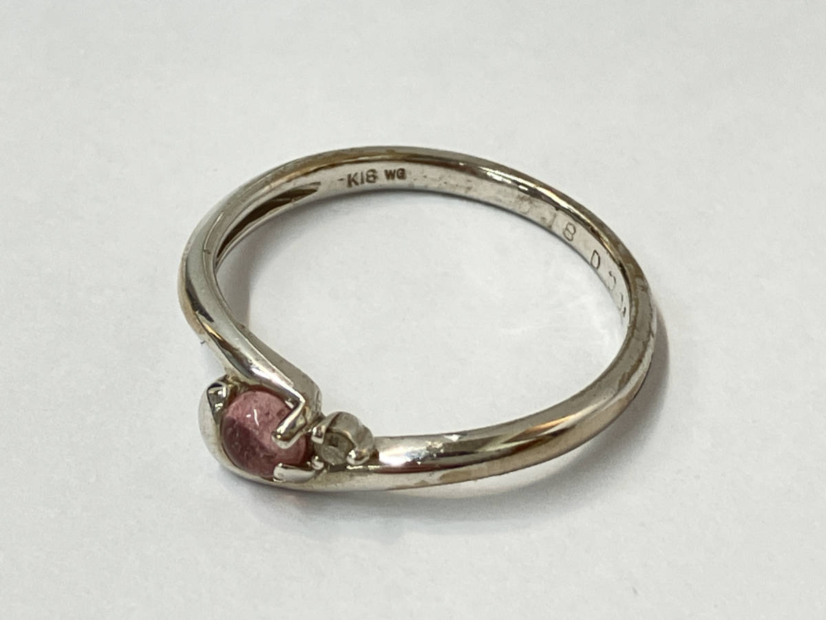 人気ランキング K18WG 750 ホワイトゴールド カラーストーン0.18ct ダイヤ0.02ct リング 指輪 2.1g #10.5 ホワイトゴールド