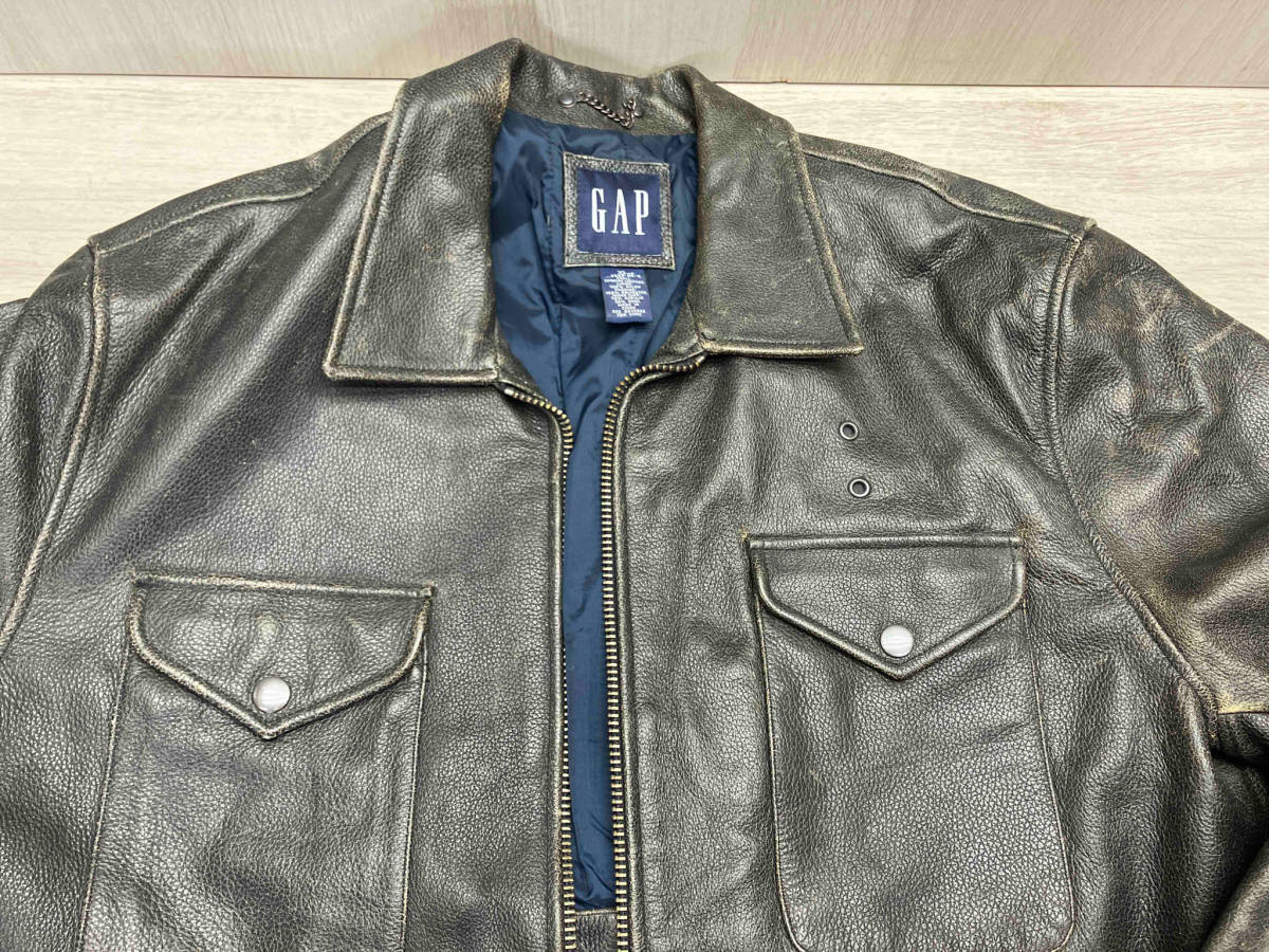 GAP/ギャップ　ヴィンテージ レザージャケット　革ジャン　OLD GAP 古着　牛革　袖口リブ　サイズXL_画像4