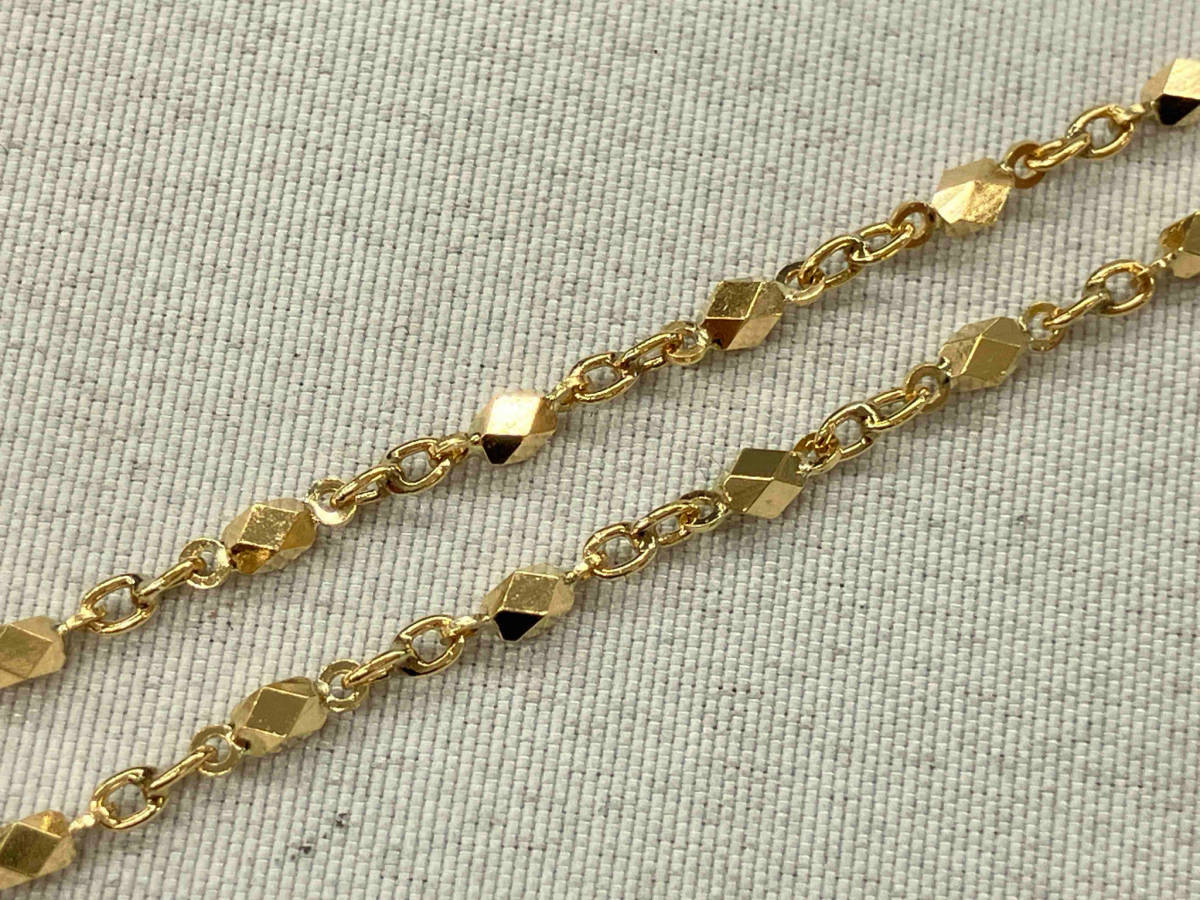 切子】K18/デザインネックレス/40.5㎝ /10.3g - イエロー 切子】K18/デザインネックレス/40.5㎝ /10.3g - イエロー