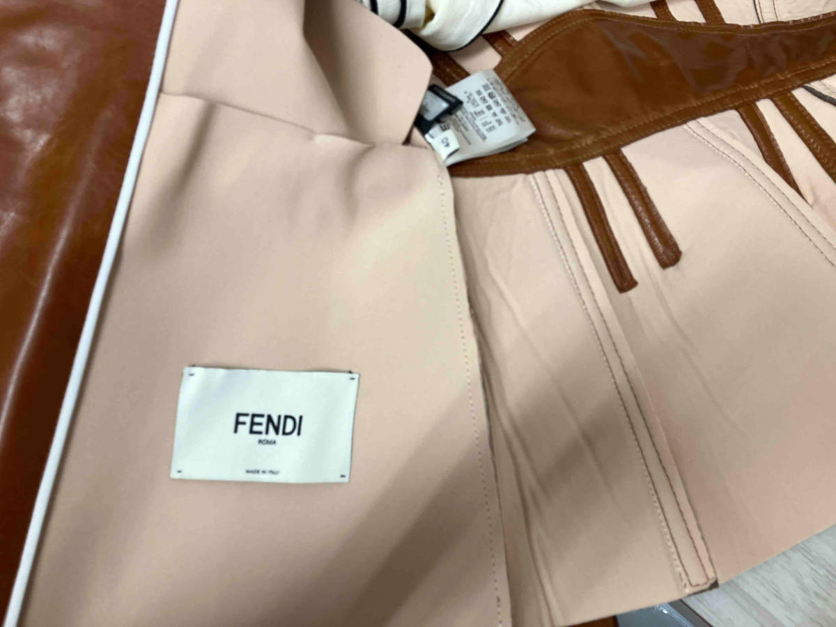 1円スタート　売切　 現状品 FENDI レザージャケット　ブラウン　カーフレザー　サイズ40_画像7