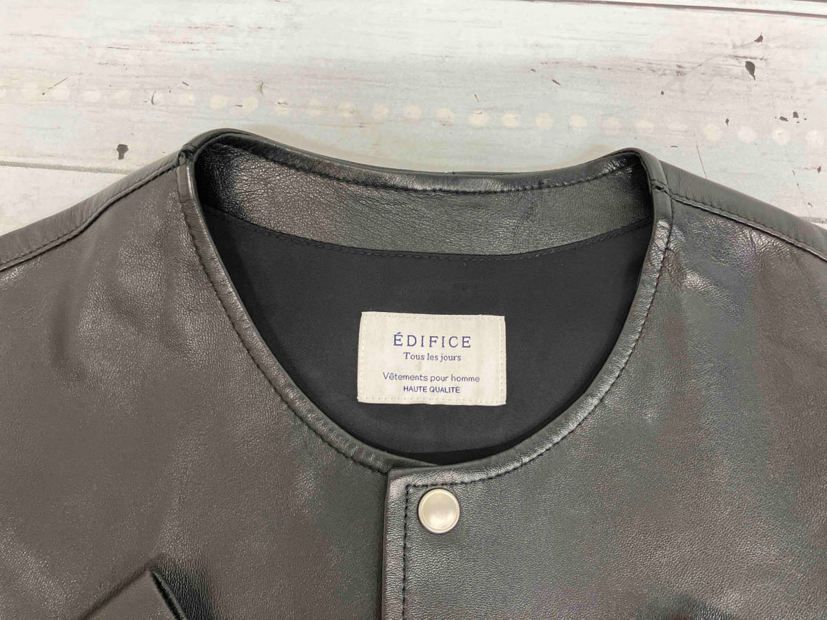 EDIFICE エディフェス レザージャケット ブラック 羊革 44サイズ シングルライダース 15-011-300-5005-1-0_画像3
