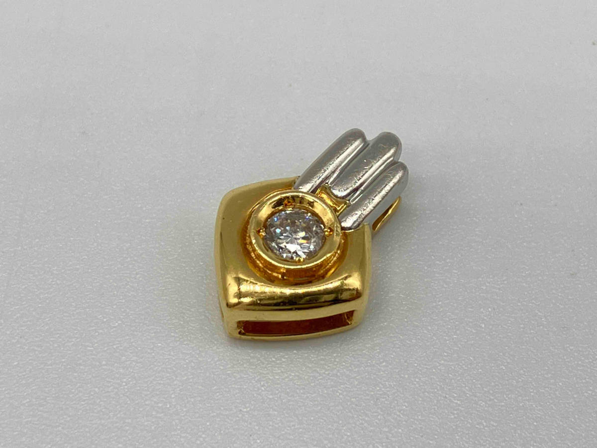 【楽天スーパーセール】 【即決】K18 Pt900 レディースアクセサリー プラチナ900 イエローゴールド 18金 トップ 1.5g ダイヤモンド0.1ct イエローゴールド