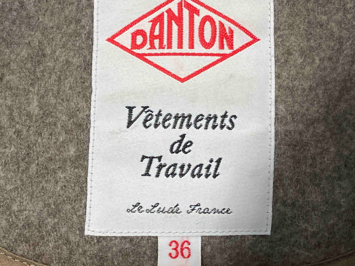DANTON ダントン ウールライトパイルカラーレスジャケット 36 ベージュ ウール 毛 ポリエステル DT-A0013WLT 日本製 レディース アウター_画像3