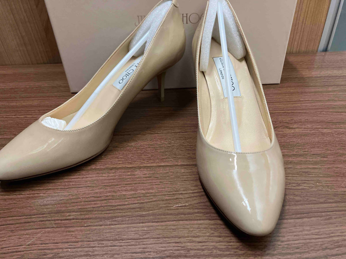 【良品】JIMMY CHOO／247IRENA／パンプス／パテントレザー／ベージュ／サイズ36.5／約23cm／箱つき／イタリア製／ジミーチュウ_画像1