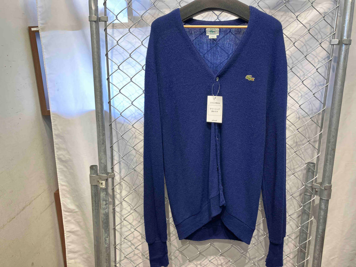 70s 古着 LACOSTE USA製 ネイビー 毛玉有 カーディガン ラコステ 店舗受取可