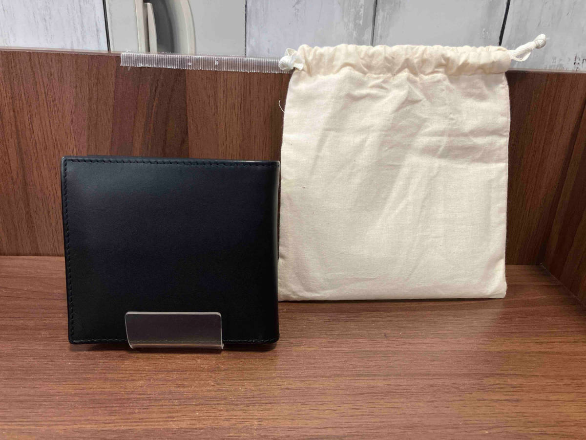 a.p.c アーペーセー PXBJQ H63340 二つ折り財布 ミニウォレット 財布 ブラック 小銭入れ有り 無地 レザー 保存袋有り_画像2