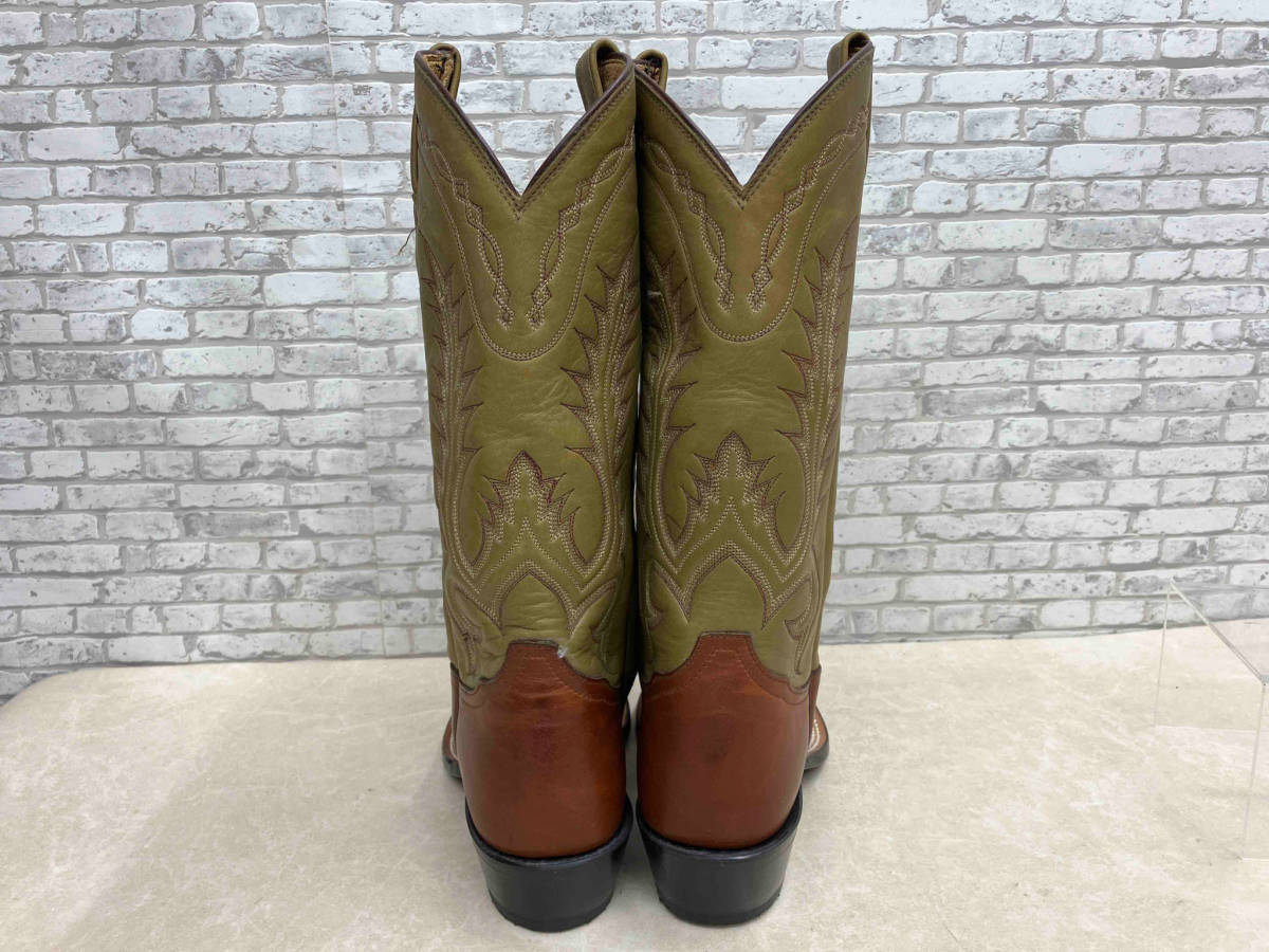 TONY LAMA Tony Lama western boots kau Boy boots R1417 size 8E TOE MJ/HEEL 4/HIEGHT 13 khaki × Brown embroidery box equipped 