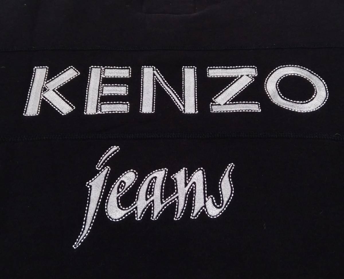 KENZO JEANS ケンゾージーンズ スウェット トレーナー メンズ FREE 黒 ブラック 綿100％ 日本製 MADE IN JAPAN ビッグロゴ 刺繍_画像6