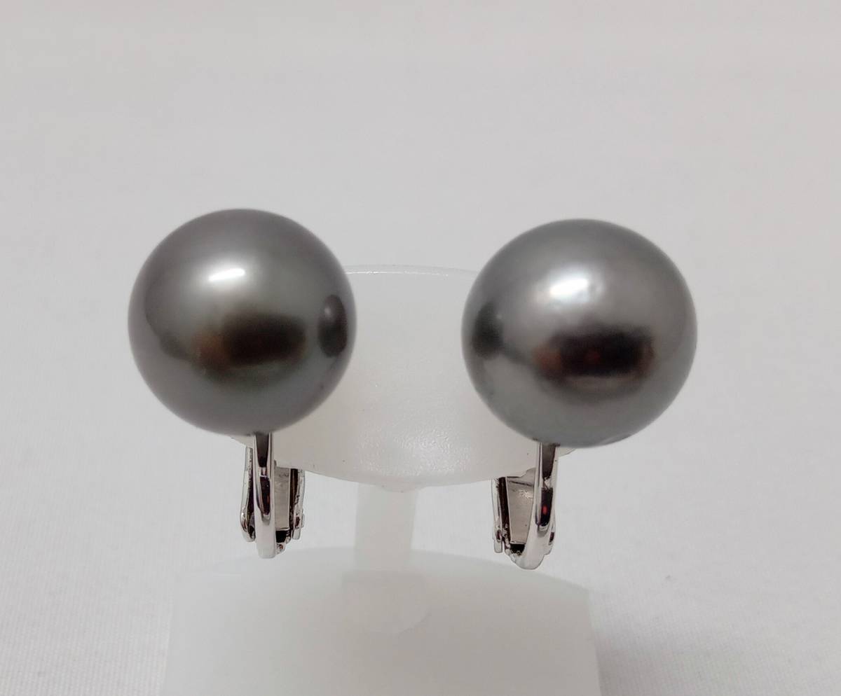 高評価のクリスマスプレゼント SV 黒蝶真珠 イヤリング ソーティング付き 約12mm 6.9g 真珠