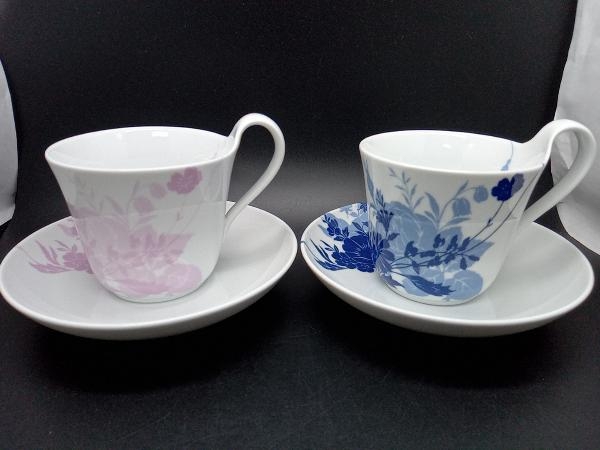 ROYAL COPENHAGEN カップ＆ソーサー フラワーシルエット 2客セット ブルー&ピンク ロイコペ_画像1