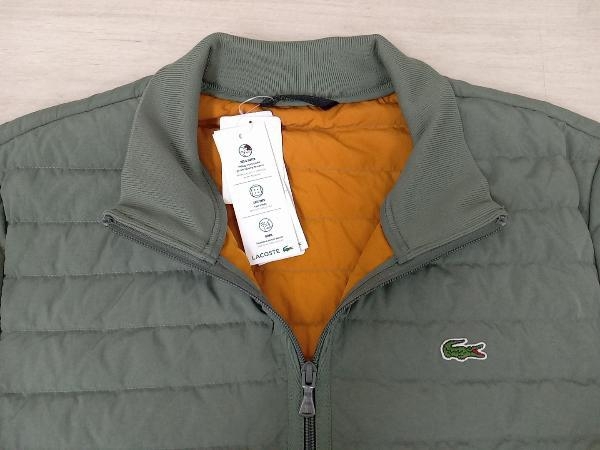 LACOSTE リブニットスタンドカラーダウンジャケット サイズ50 US Mサイズ カーキ_画像3