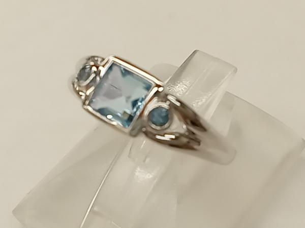 最高品質の K14 ホワイトゴールド 天然ブルートパーズ #12.5 2.23g リング 指輪 アクセサリー ソーティング付き ホワイトゴールド