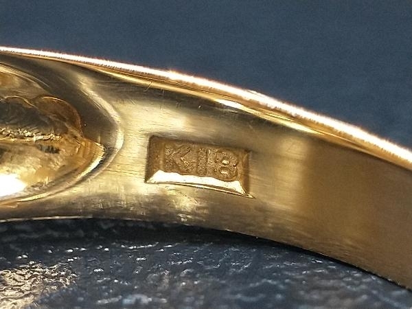 K18 18金 YG ブルー 青石 リング 指輪 イエローゴールド 3.3g #11.5 店舗受取可