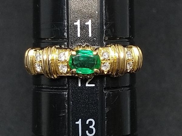 K18 18金 YG グリーン 緑石 イエローゴールド 0.06ct 0.21ct 2.6g #11.5 店舗受取可_画像7