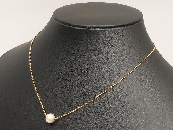 K18 18金 YG 一粒 パールデザイン ペンダント ネックレス イエローゴールド 3.0g 40cm 店舗受取可