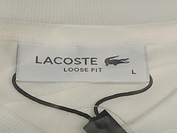 美品 LACOSTE ラコステ PF0504-10 ホワイト 半袖 ポロシャツ リラックスフィットピケ 新品タグ付き_画像3