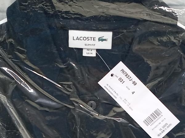 美品 LACOSTE ラコステ PH7937J-99 半袖 ポロシャツ ブラック スリムフィットソリッド 新品タグ付きの画像3