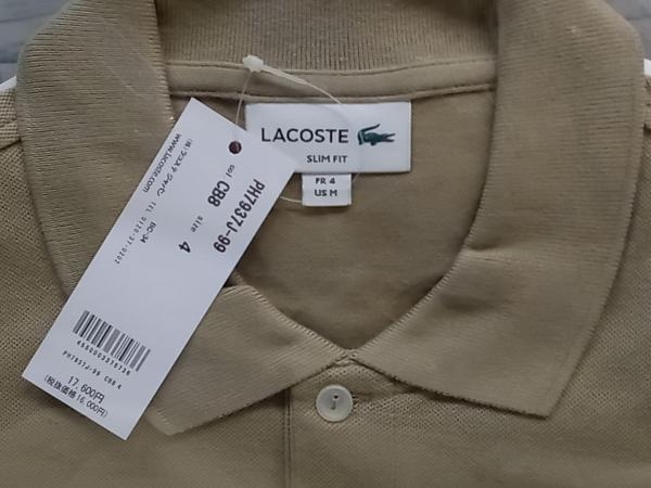 美品 LACOSTE ラコステ PH7937J-99 半袖 ポロシャツ スリムフィットソリッド カーキ 新品タグ付きの画像3