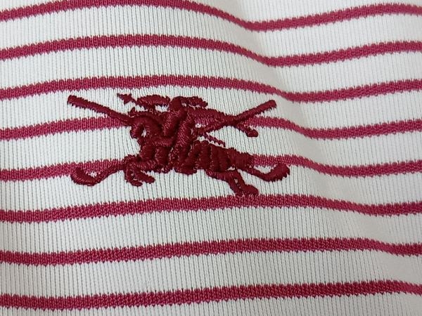 BURBERRY GOLF long sleeve L size border red × white lady's 